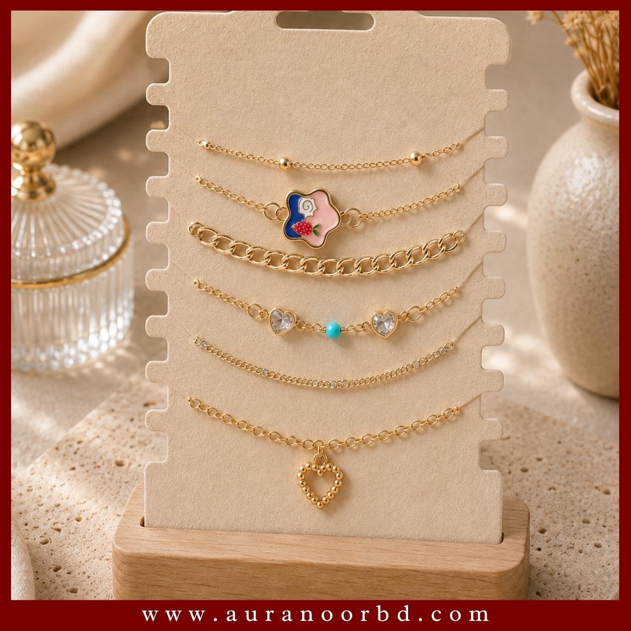 6-Piece Charm Bracelet & Anklet Set— Auranoor