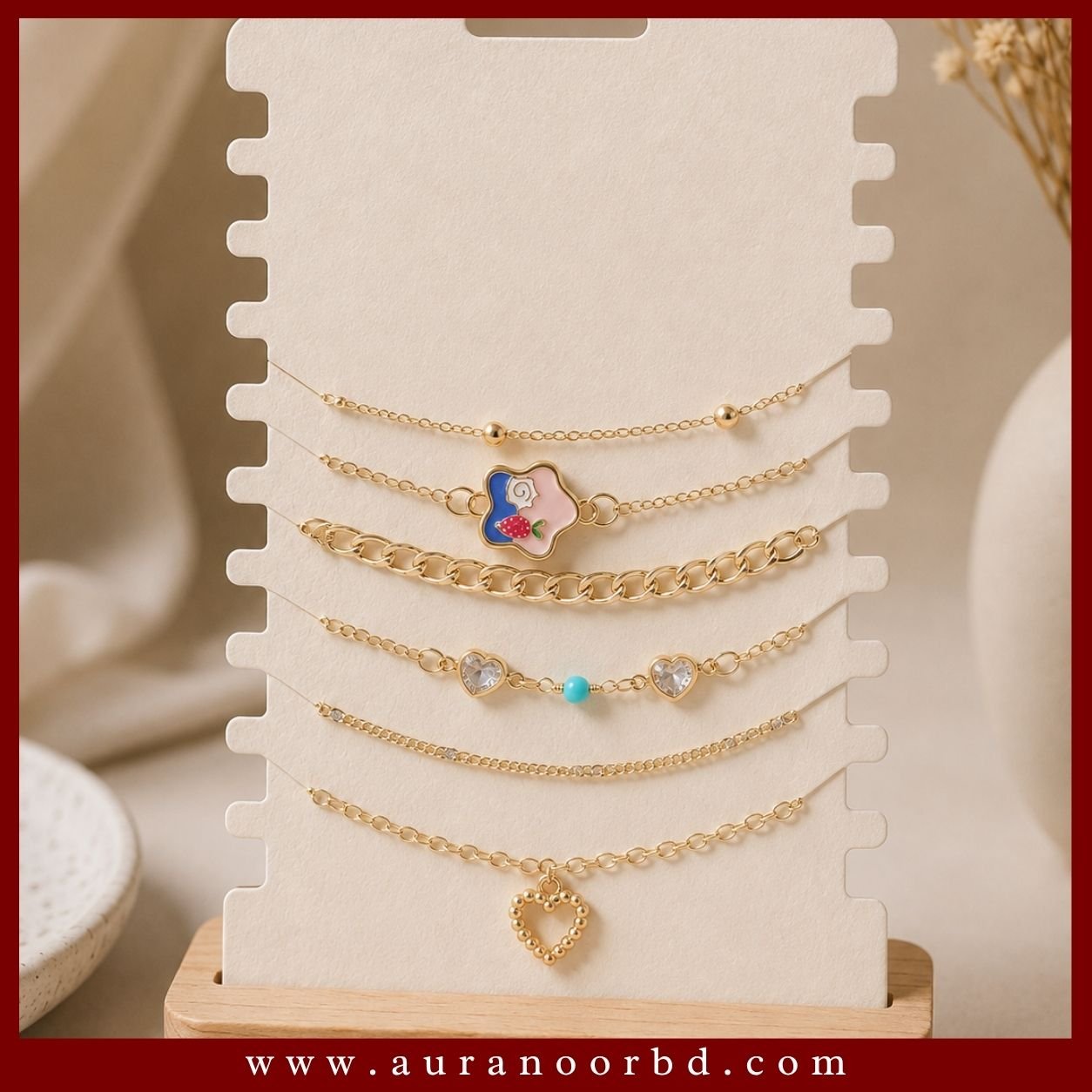 6-Piece Charm Bracelet & Anklet Set— Auranoor