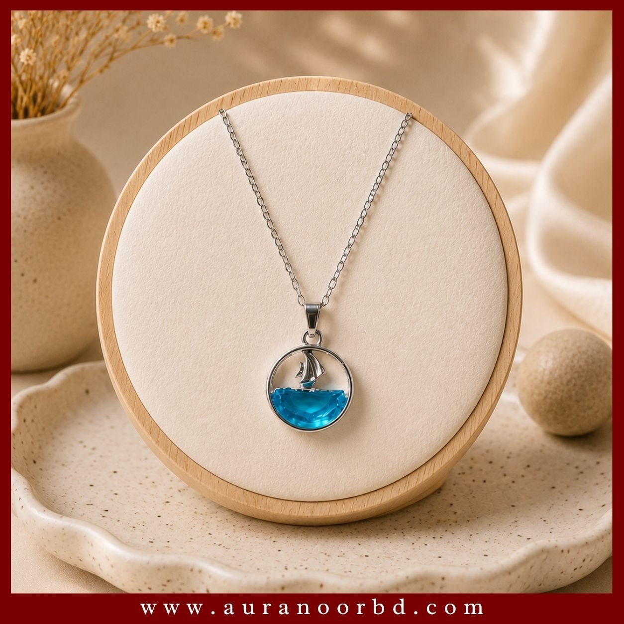 Blue Sailboat Pendant Necklace— Auranoor