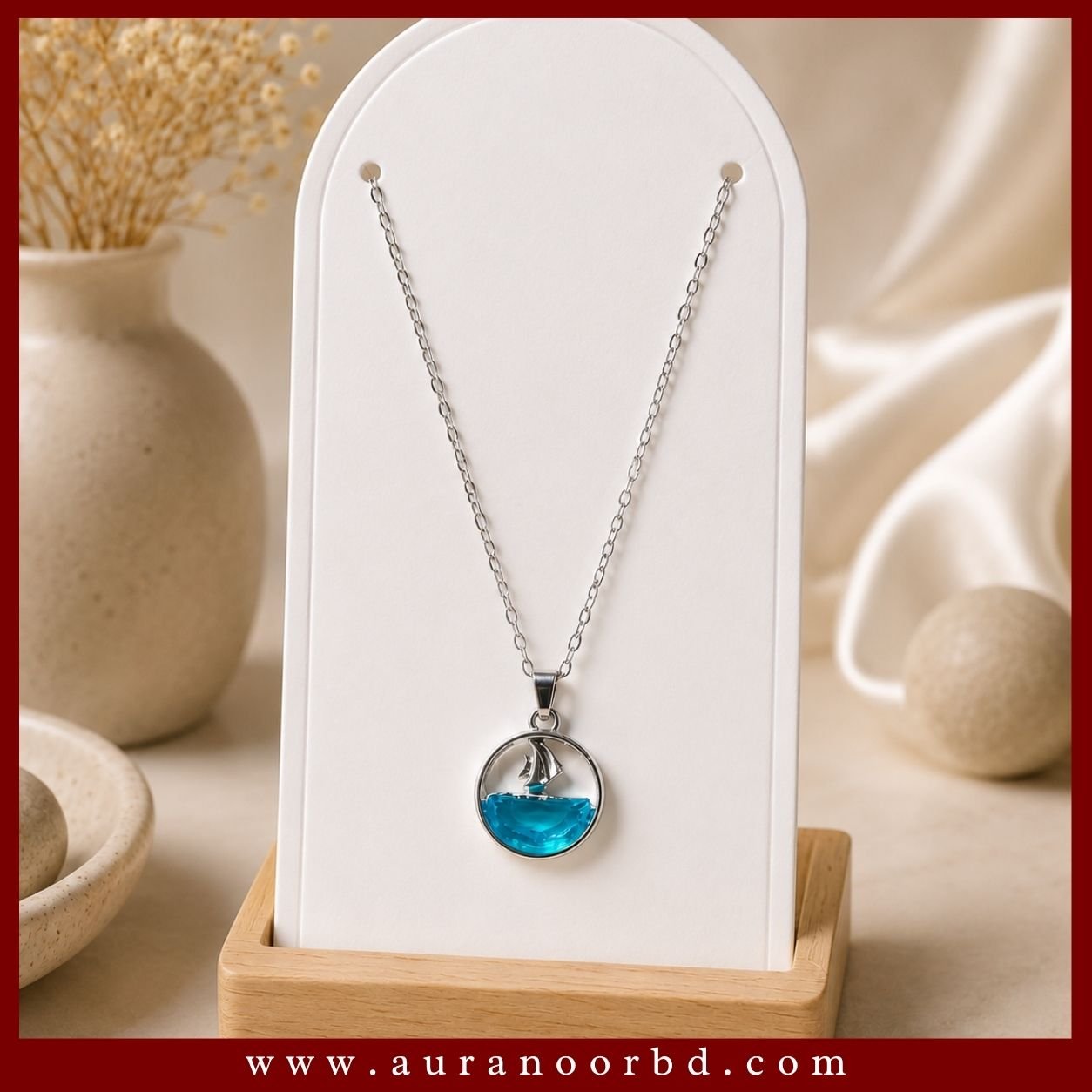 Blue Sailboat Pendant Necklace— Auranoor