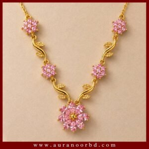 Gold & Pink Floral Elegant Necklace— Auranoor