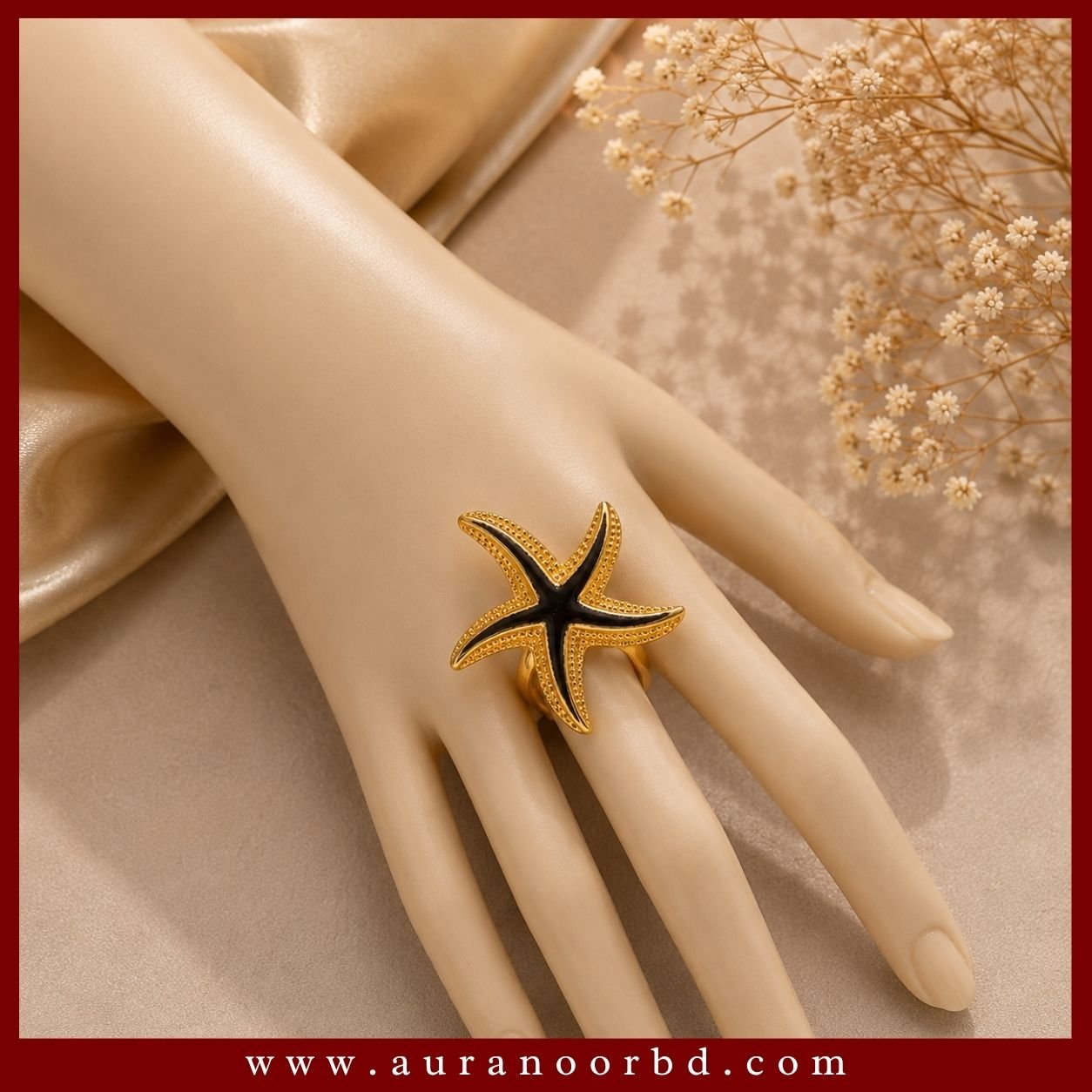 Gold-Tone Starfish Statement Ring—Auranoor