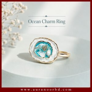 Gold & White Ocean Charm Ring