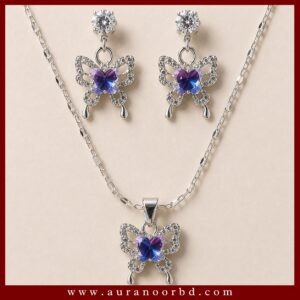 Purple Butterfly Necklace & Earrings— Auranoor