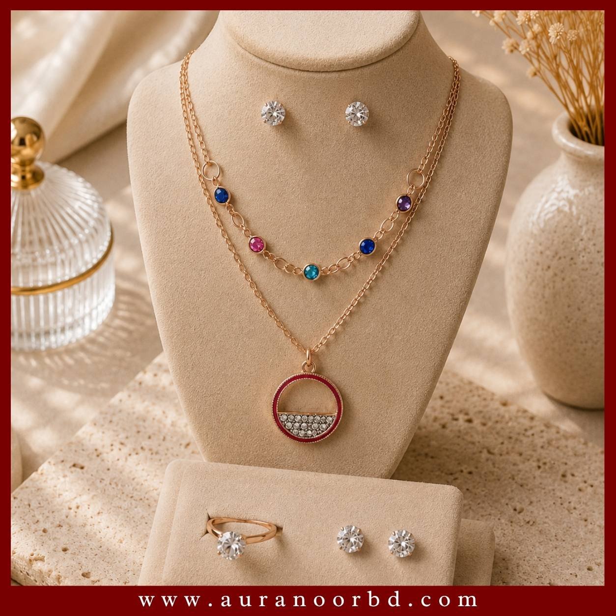 Rainbow Layered Necklace Set— Auranoor