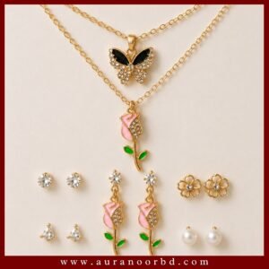 Rose Earrings & Butterfly Necklace— Auranoor
