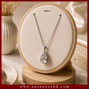Silver Teardrop Pendant Necklace— Auranoor